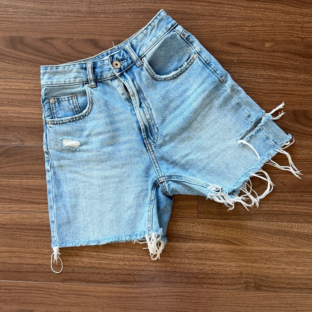 Stradivarius Light Blue Denim Shorts